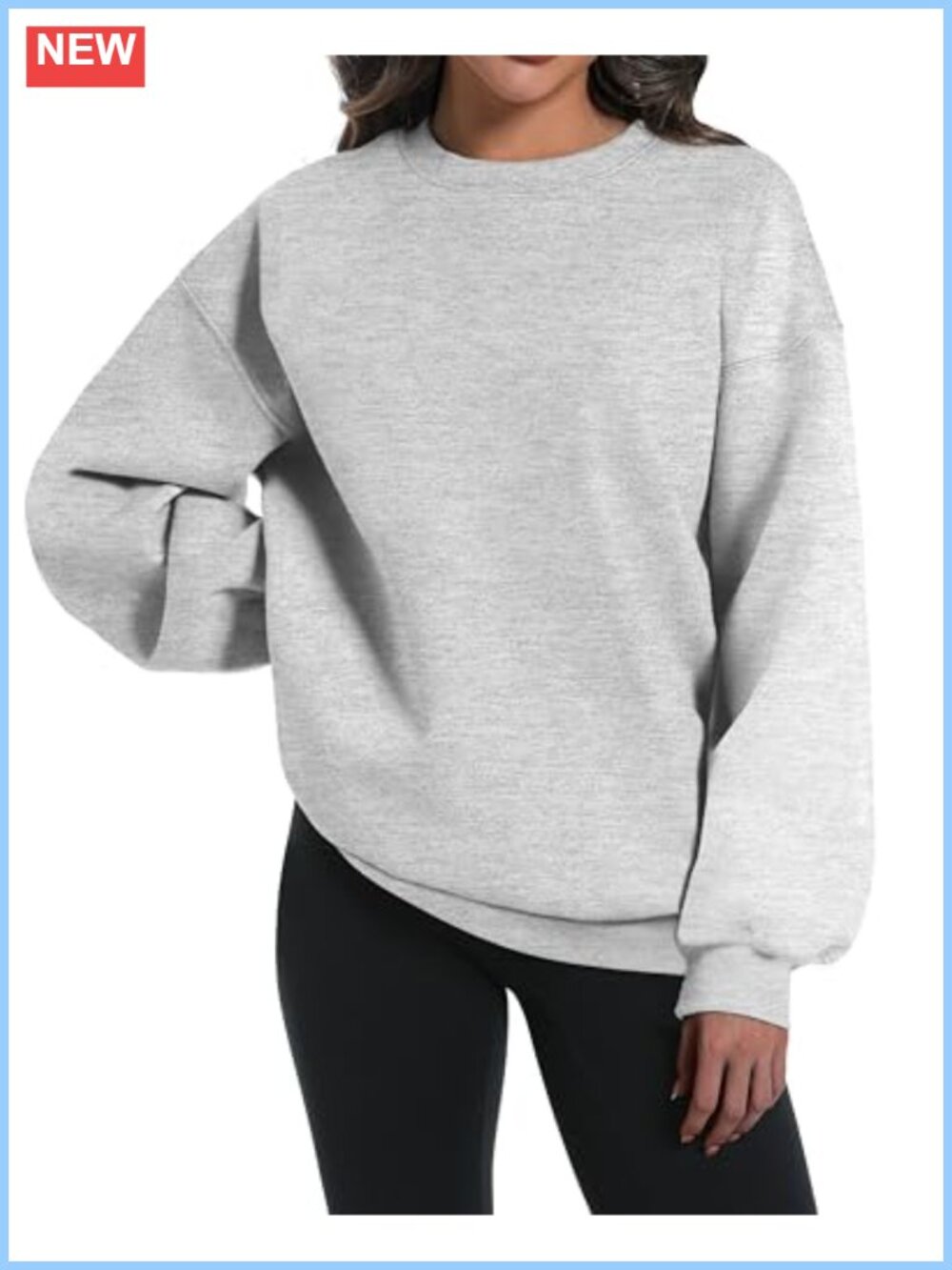 Oversized Crewneck Sweatshirt Cotton Polyester Fleece Lined Long Sleeve Pullover